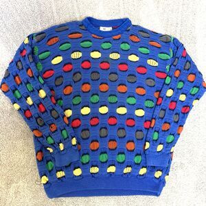 COOGI VINTAGE Rare Australia Bubble Dot 3D Textured Knit Sweater M w/ Flaws